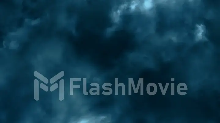 At night flying through lightning and thunderstorm 3d illustration