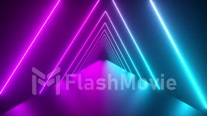 Glowing rotating neon triangles