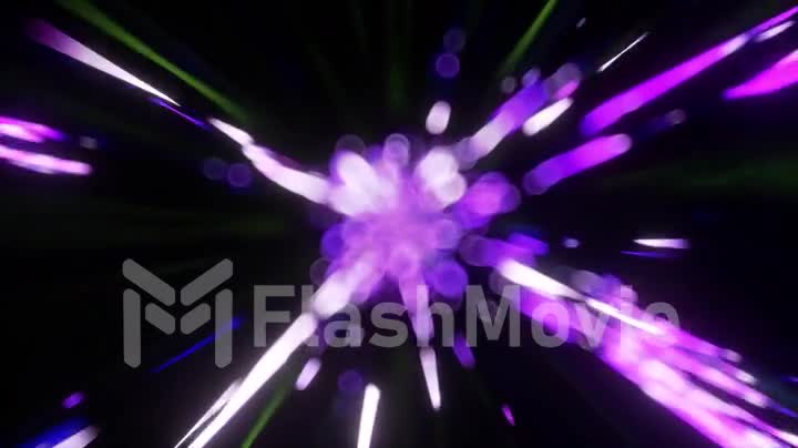 Modern technology background abstract animation concept. Purple green neon rays. Vision of fast speed transfer.