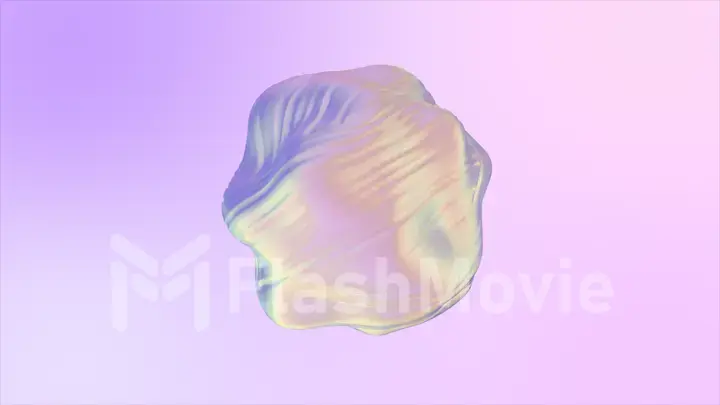 3D animation of an abstract smooth liquid shape. Holographic fabric ball with ripple and swirl. 3d illustration