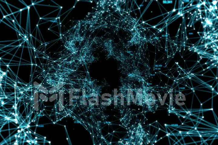 abstract space background, geometry surfaces, lines and points. Abstract tunnel grid. Can be used as digital dynamic wallpaper, technology background. 3d illustration
