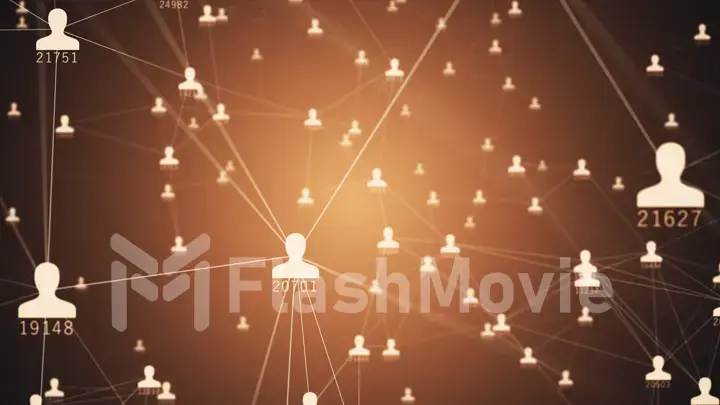 Many connections between avatars of men and women and a growing number of relationships 3d illustration
