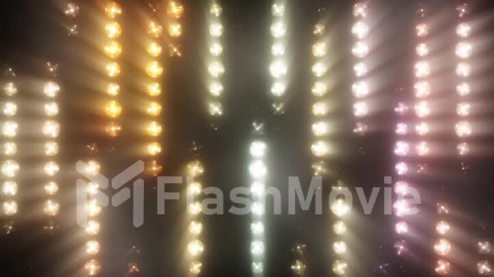 Colorful flashing of multicolored spotlights
