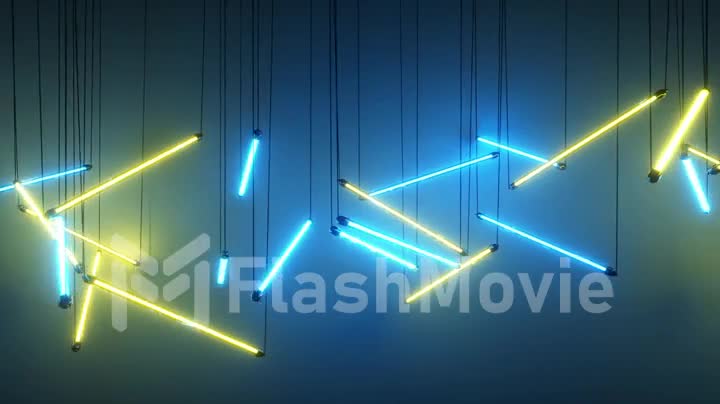 Blue and yellow neon fluorescent lights