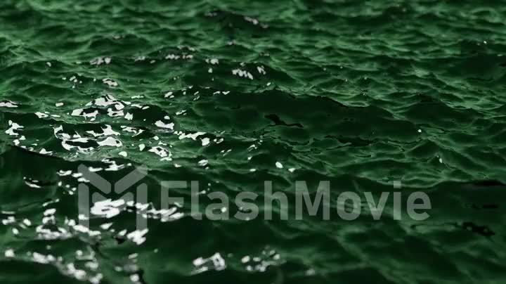 Oil concept. Environmental pollution by chemical and oil waste. Dark green water. Oil leak. Toxic waste. 3d animation