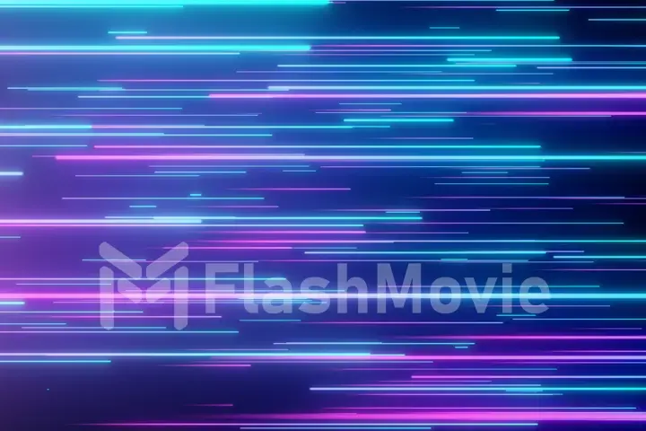 Abstract directional neon lines geometric background. Data flow. Optical fiber. Explosion star. Motion effect. Modern light spectrum, fluorescent ultraviolet light. 3d illustration