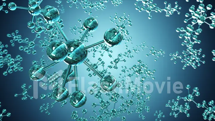 Abstract background with a molecules of water. 3d Illustration with DOF effect.