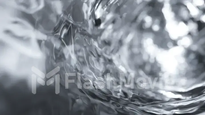 Water moves in a glass in slow motion. Abstract water background. 3d illustration