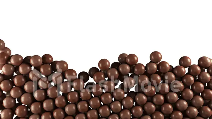 Chocolate candy balls 3d illustration abstract background