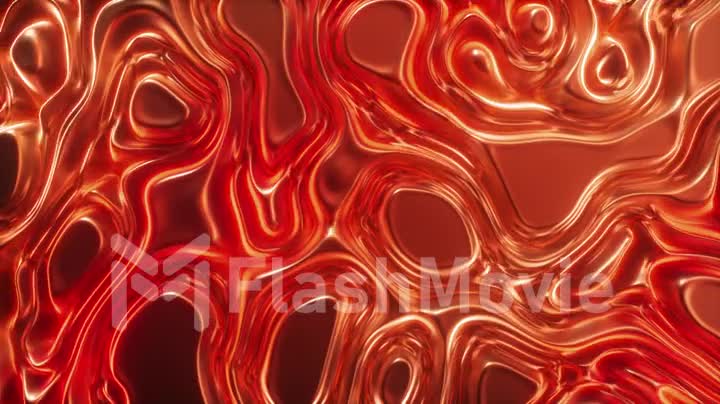 Abstract animation of wavy surface forms ripples like in fluid surface and the folds like in tissue. Red silky fabric forms beautiful folds. Seamless loop 3d render