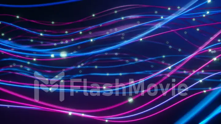 Abstract fiber lines. Abstract glowing fiber optic lines. Bright light beam for fast data transfer for high-speed Internet connections. 3d illustration