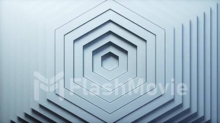 Abstract hexagon pattern with offset effect. Animation of white hexagons. Abstract background for business presentation. Seamless loop 4k 3D render