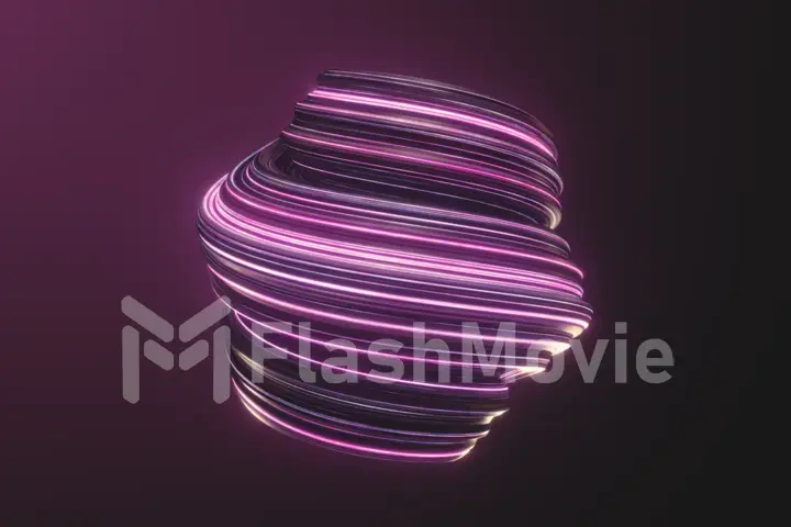 Abstract 3d illustration, rotating twisted shape, motion background design,