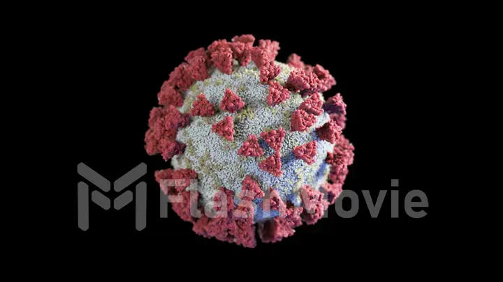 Coronavirus 3d Illustration showing structure of epidemic virus on a black isolated bacground