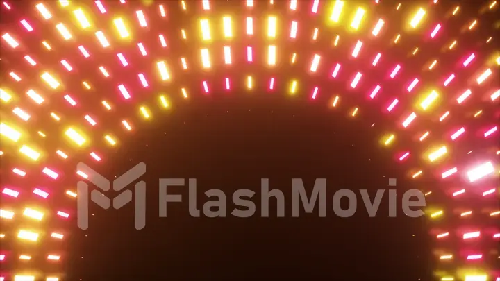 Glowing semicircle on a black background. Neon color. 3d illustration