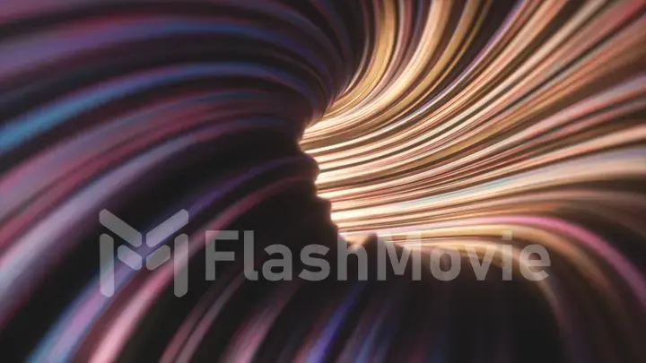 Abstract 3d illustration, rotating twisted shape, motion background design,