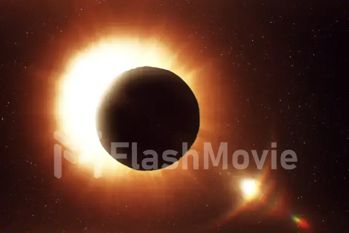 Solar eclipse in space, photorealistic illustration