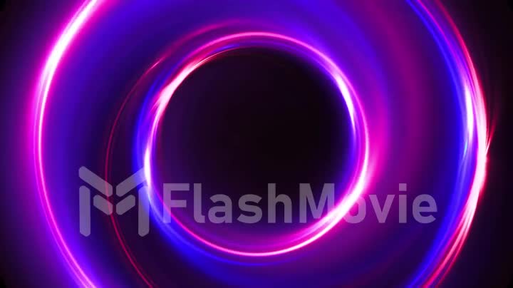 Abstract purple seamless loop neon background luminous swirling Glowing circles