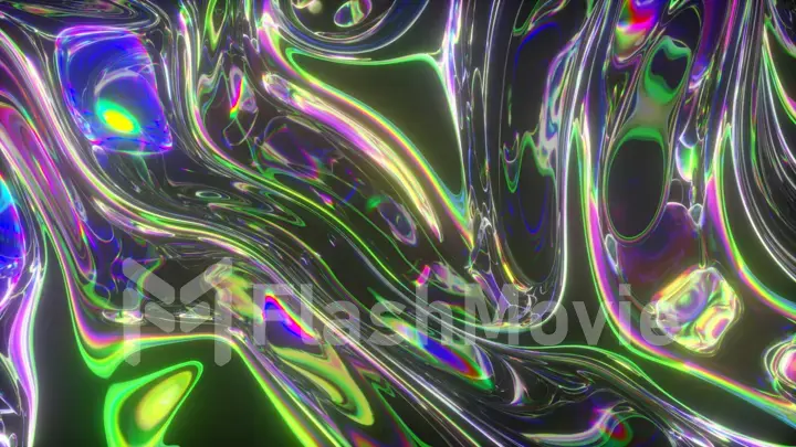 Colorful abstract animated background. The movement of a transparent multi-colored glass surface. Active movement of the liquid effect. Conceptual art. Rainbow gradient. 3d illustration