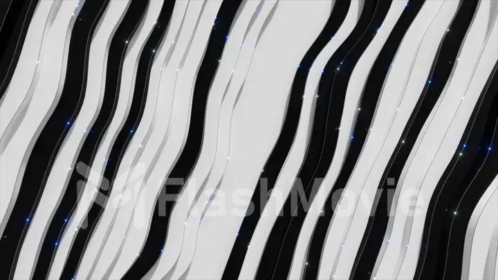 Abstract background from a wavy stepped surface. White and black steps. Abstract background for business presentation. Fiber optic transmitting signals over the surface. 3d illustration