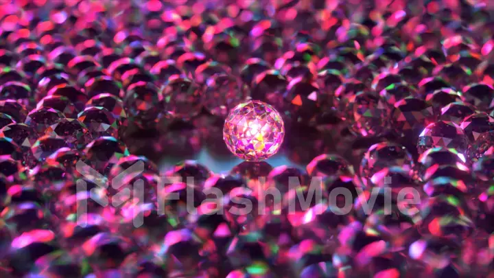 The concept of rarity and uniqueness. Large glowing diamond sphere surrounded by small diamond spheres. 3d Illustration