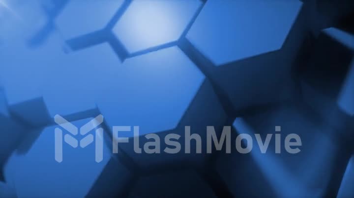 Abstract background made of moving plastic hexagons. Seamless loop 3d animation