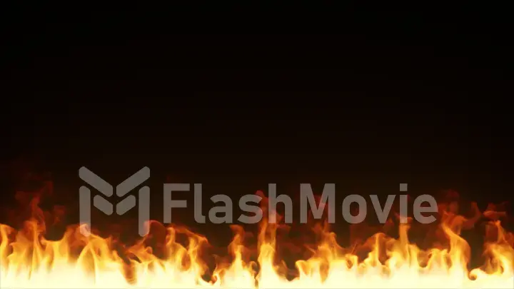 Fire burns in slow motion on a black isolated background. Realistic 3d illustration
