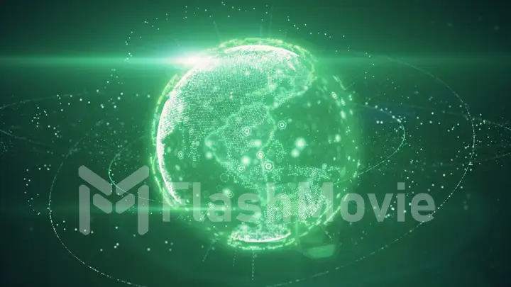 3d illustration of Digital planet earth data abstract of a technological data network transmitting communication, complexity and data flow of the modern digital era