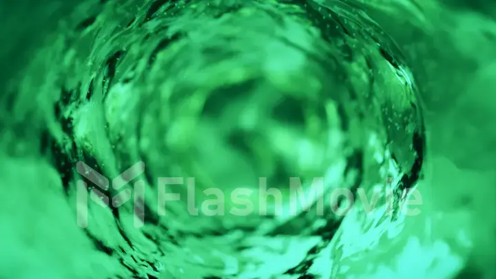 Water moves in a glass in slow motion. Abstract green water background. 3d illustration