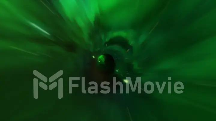 Green abstract flight in a black hole in space