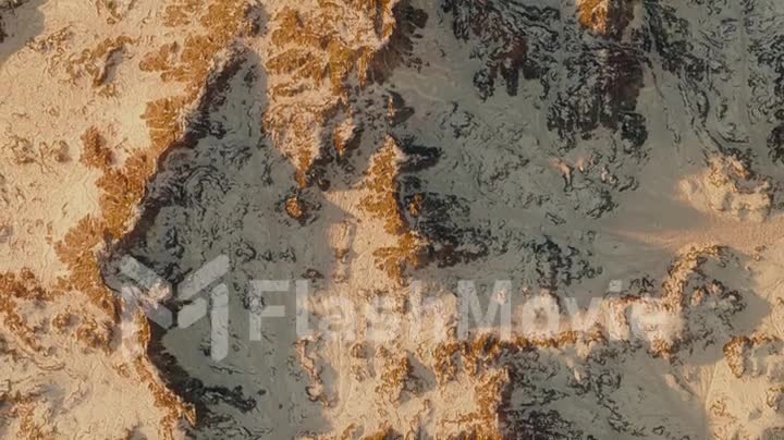 Top view of the rocks and canyons. Timelapse. 3d render
