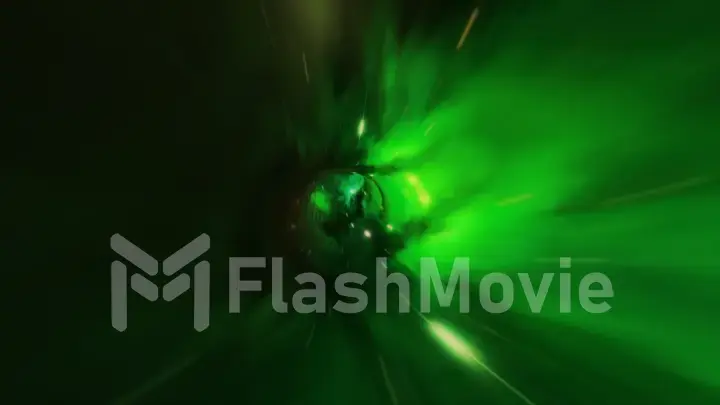 Green abstract flight in a black hole in space