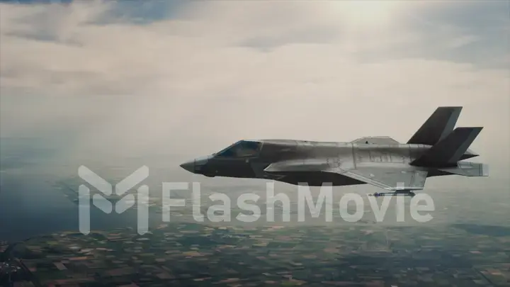 View of a fighter jet above the clouds