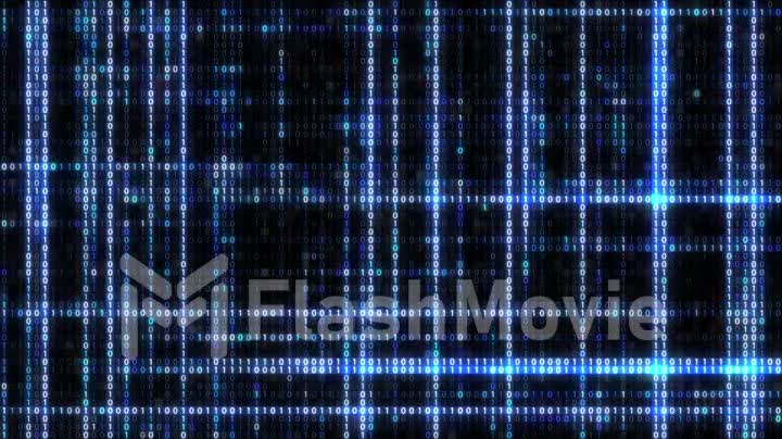 Abstract blue futuristic background of information technology binary digital data code seamless loop animation