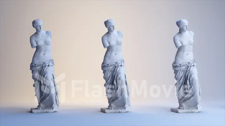 Ancient Roman white marble rotating statue of Venus on a light background. 3d illustration