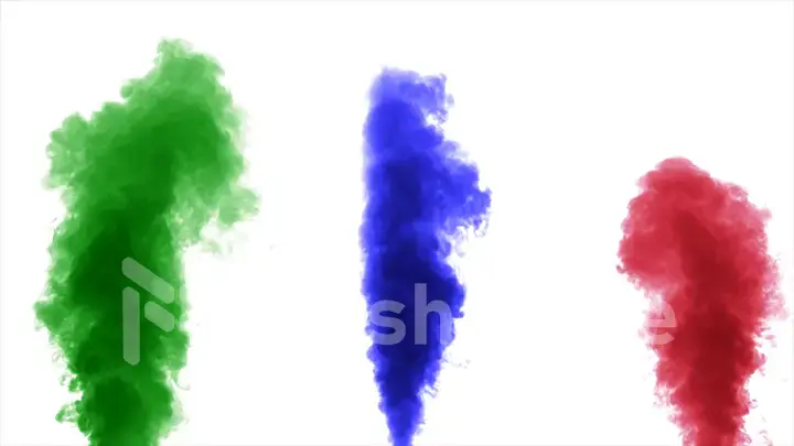 Colorful thick smoke on a white background isolated