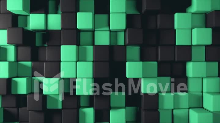 Abstract background of the movement of two-color cubes
