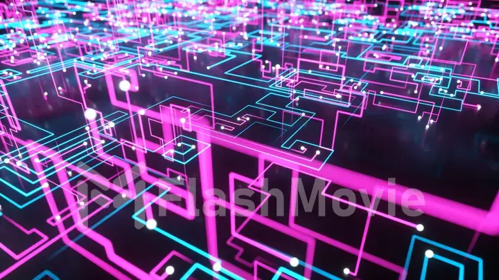 Technological concept. The spread of the global Internet network in space. 3d illustration