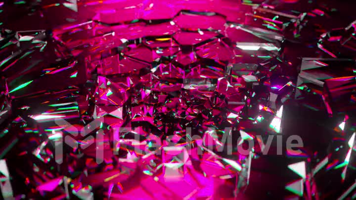 Glass whirlpool. Cyclic wave movements. Pink black color. 3d animation of a seamless loop