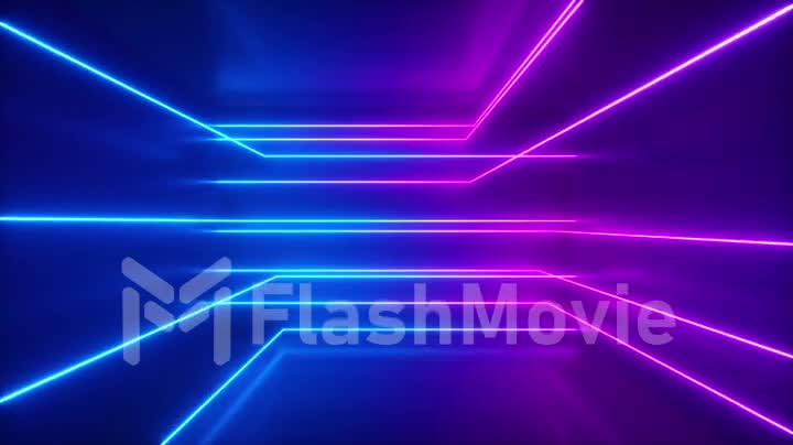 Abstract background, moving neon rays