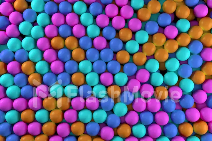 Falling colorful balls 3d illustration abstract background