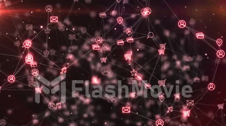 Social network connections. Connecting people on the internet, nodes transforming. Semaless loop 4k cg animation