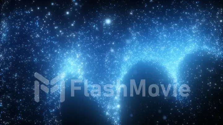 3d illustration flowing particles with beautiful flash light effects. Beautiful abstract background