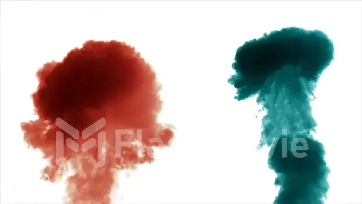 Colorful thick smoke on a white background isolated