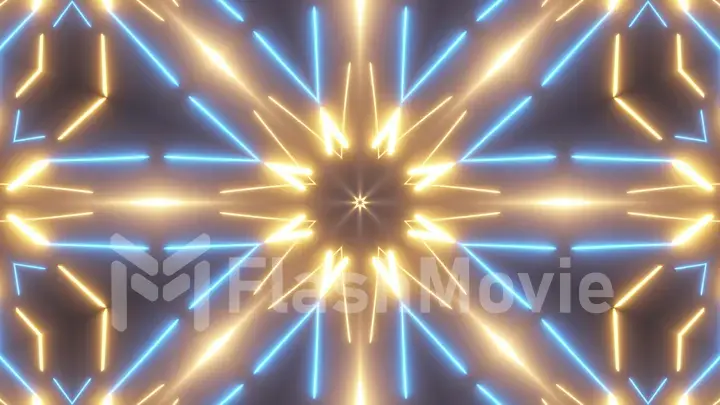 Futuristic digital technological abstract bright kaleidoscope with luminous internet lines for network, big data, data center, server, internet, speed. 3d illustration
