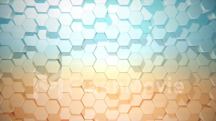 Abstract background of moving hexagons in random order 3d illustration