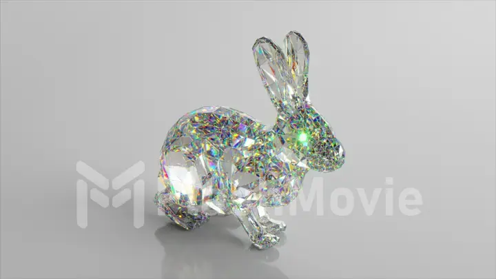 Diamond rabbit. The concept of nature and animals. Low poly. White color. 3d illustration