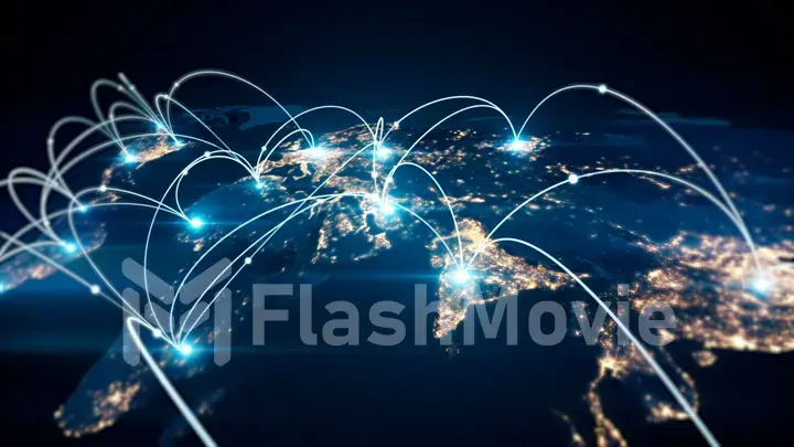 Global business concept of connections and information transfer in the world 3d illustration