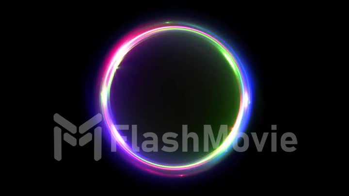 Abstract multicolor seamless loop neon background luminous swirling Glowing circles