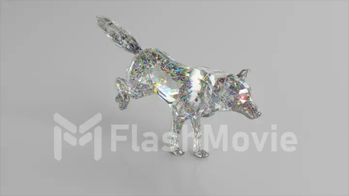 Diamond wolf. The concept of nature and animals. Low poly. White color. 3d illustration